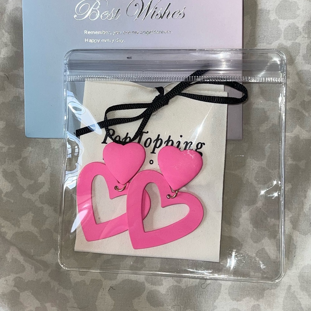DOUBLE HEART DANGLING EARRINGS